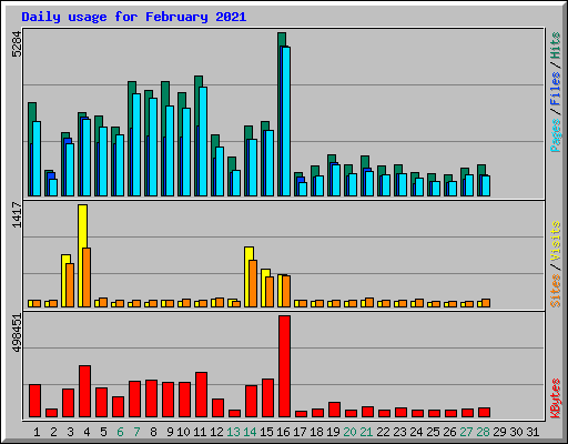 Daily usage for February 2021